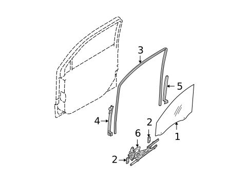 Glass - Front Door for 2005 Kia Sorento #0