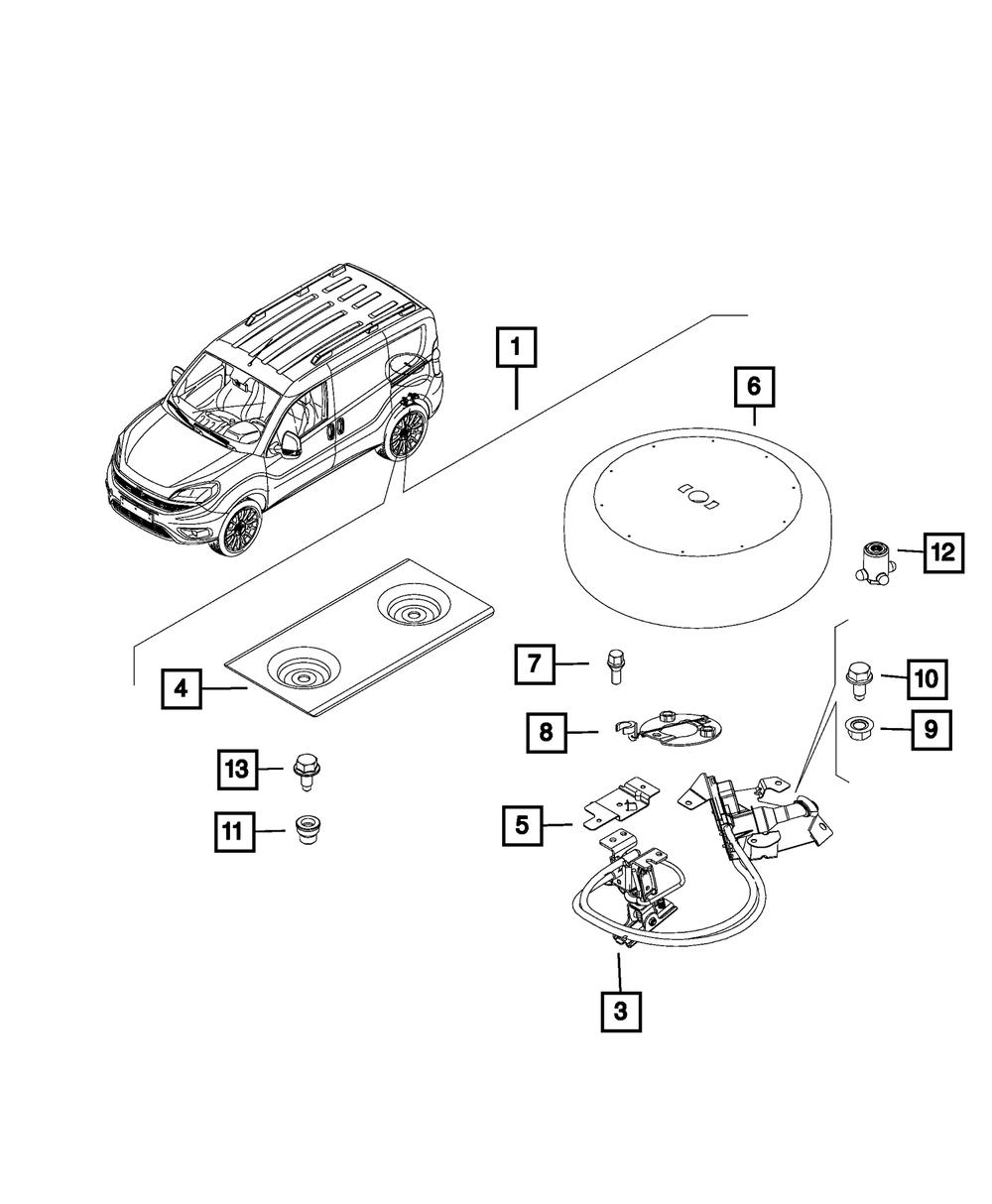 68289627AA Spare Tire Mounting Kit 2015-2022 Ram ProMaster City