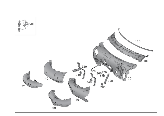 997308164 - Cowl, Front Panel: Feed-Through Grommet for Mercedes-Benz Image image