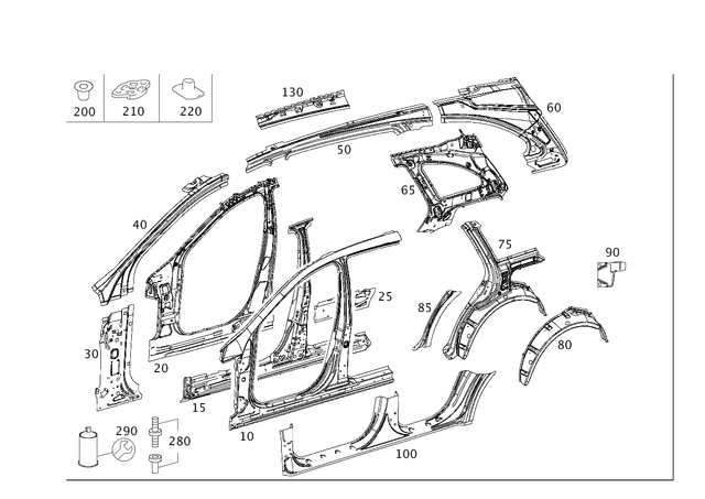 2516303201 - Side Panels: Side Wall for Mercedes-Benz: R320, R350, R500 Image image