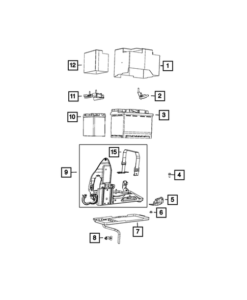 Battery, Battery Tray and Cables for 2019 Jeep Compass #0