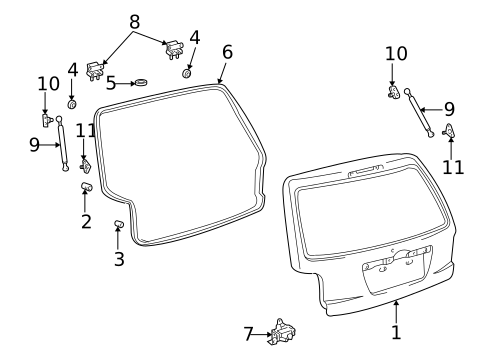 Gate & Hardware for 2001 Toyota Highlander #0