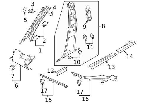 Interior Trim - Pillars for 2008 Saab 9-3 #1