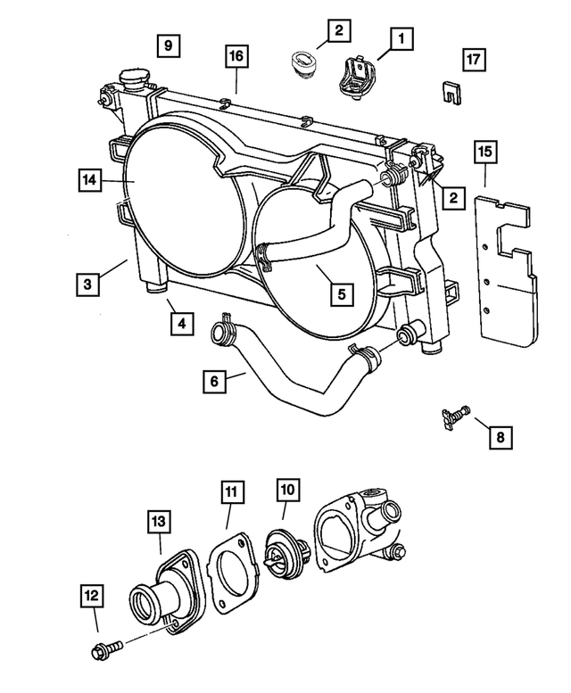 J4004262 - Cooling: Push Pin for Chrysler: Town &amp; Country, Voyager | Dodge: Caravan, Grand Caravan, Ram 1500, Ram 2500, Ram 3500 | Jeep: Cherokee, Grand Cherokee, Liberty, Wrangler Image