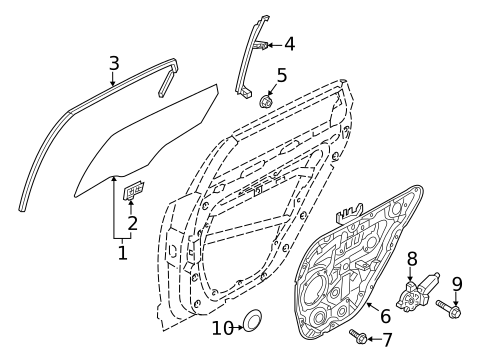 Glass - Rear Door for 2018 Kia Cadenza #0