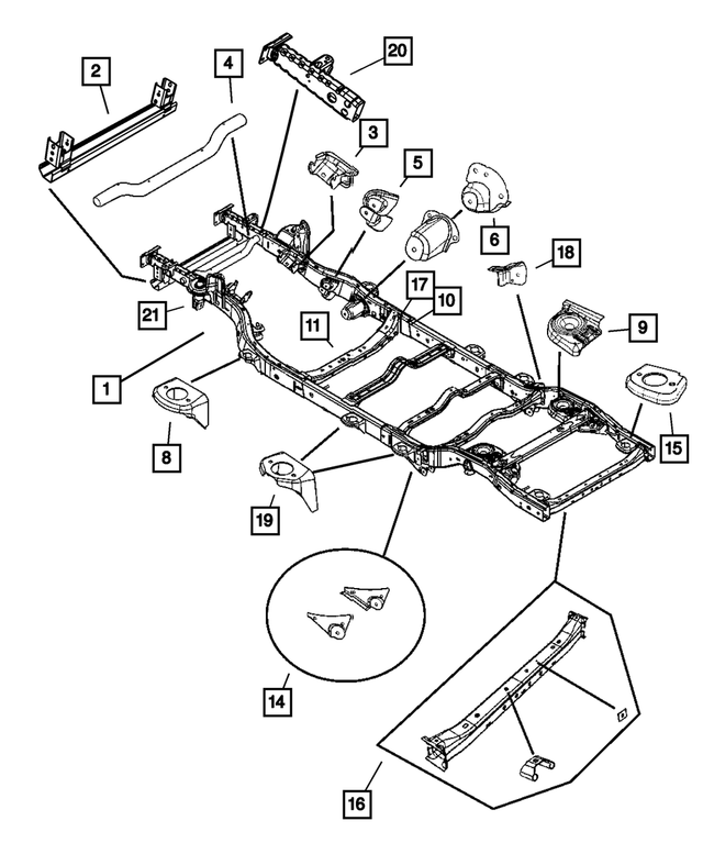 68003504AB - Frame, Bumper and Fascia: Engine Support Bracket for Mopar Image image