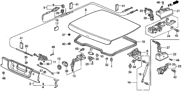 Trunk Lid for 1995 Honda Civic del Sol #0
