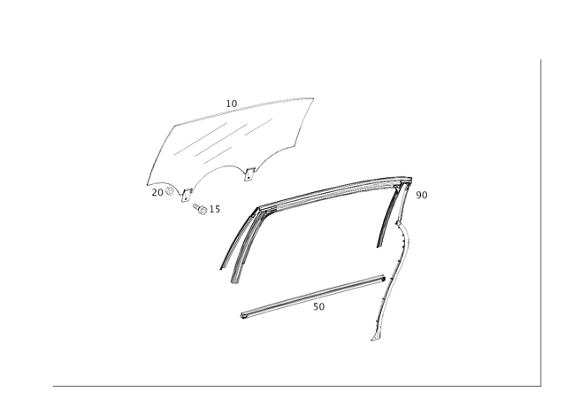 2227303918 - Rear Doors: Crank Window for Mercedes-Benz: Maybach S550, Maybach S560, Maybach S600, Maybach S650, S450, S550, S560, S600 Image image