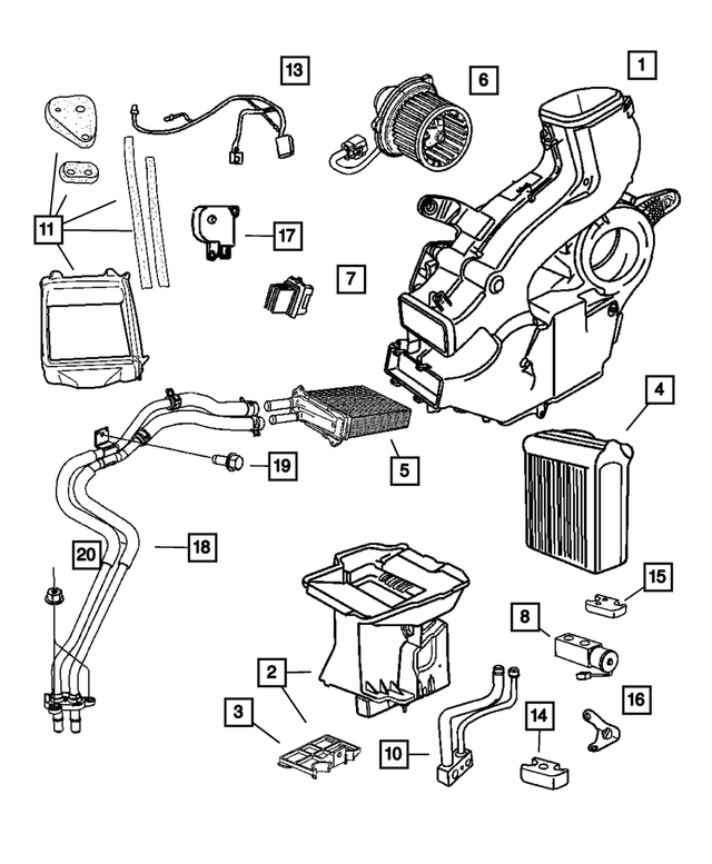 68064308AA - Air Conditioning &amp; Heater: Air Conditioning Evaporator for Mopar Image