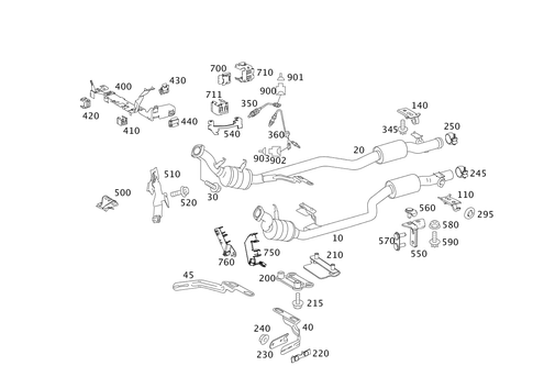 Exhaust System Used on Six-Cylinder Gasoline Vehicles for 2012 Mercedes-Benz S400 #0
