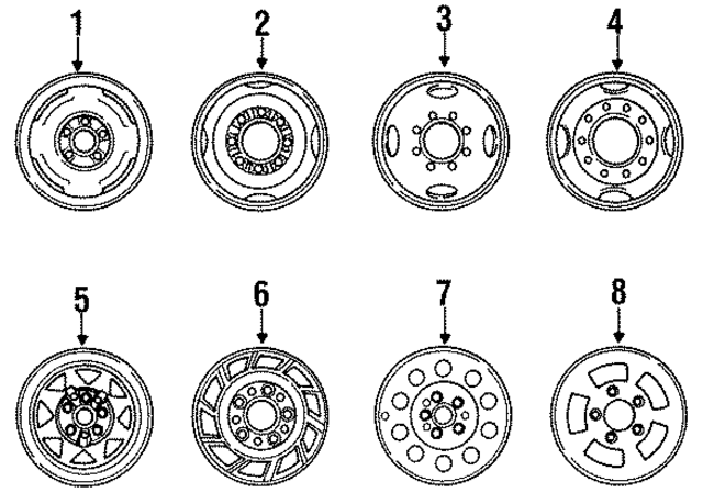 D1TZ1015A - Suspension: Wheel, Standard for Ford: Bronco, E-150 Econoline, E-150 Econoline Club Wagon, E-250 Econoline, E-250 Econoline Club Wagon, E-350 Econoline, E-350 Econoline Club Wagon, F-150, F-250, F-350, F-Super Duty Image