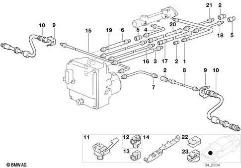 Brake Pipe, Front for 1995 BMW 528i #0