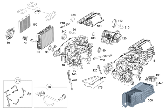2228300905 - Heating and Ventilation: Air Conditioner Box for Mercedes-Benz: Maybach S550, Maybach S560, Maybach S600, Maybach S650, S450, S550, S550e, S560, S600, S63 AMG, S65 AMG Image image