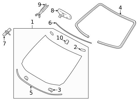 Glass - Windshield for 2012 Nissan Quest #0