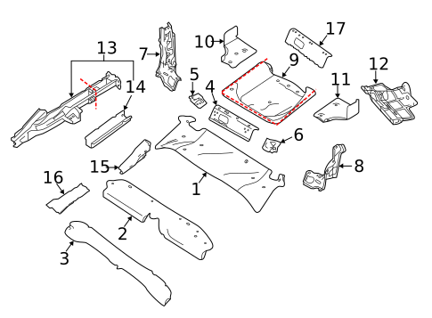 Rear Floor & Rails for 2019 INFINITI QX30 #0