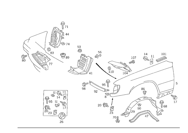 2019900404 - Attachment Parts: Bolt for Mercedes-Benz: 190, 190D, 190E, 200, 200D, 300D, 300E, 300SD, 300SL, 400SE, 400SEL, 500SEL, 600SEL, S420 Image image
