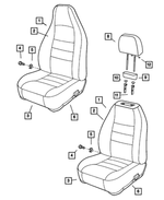 UW261K5AA - Interior Trim: Front Seat Back, Right, Export for Mopar Image