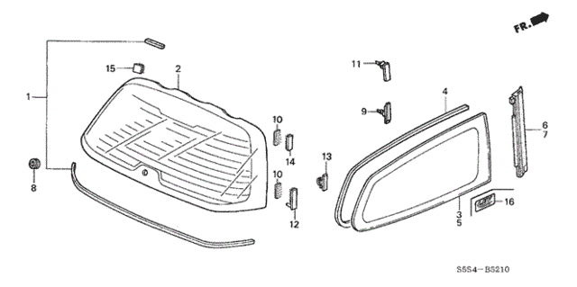 Rear Windshield - Quarter Windows for 2003 Honda Civic #0