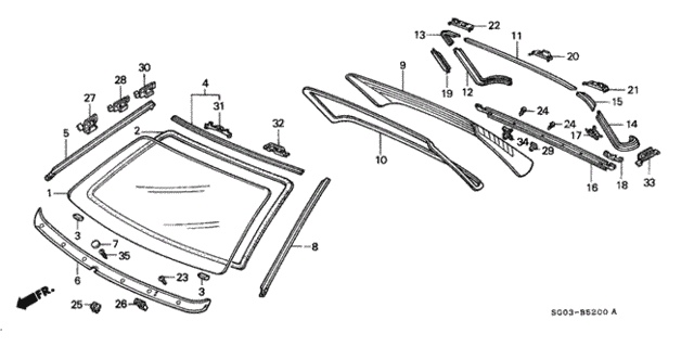 Windshield for 1990 Acura Legend #1