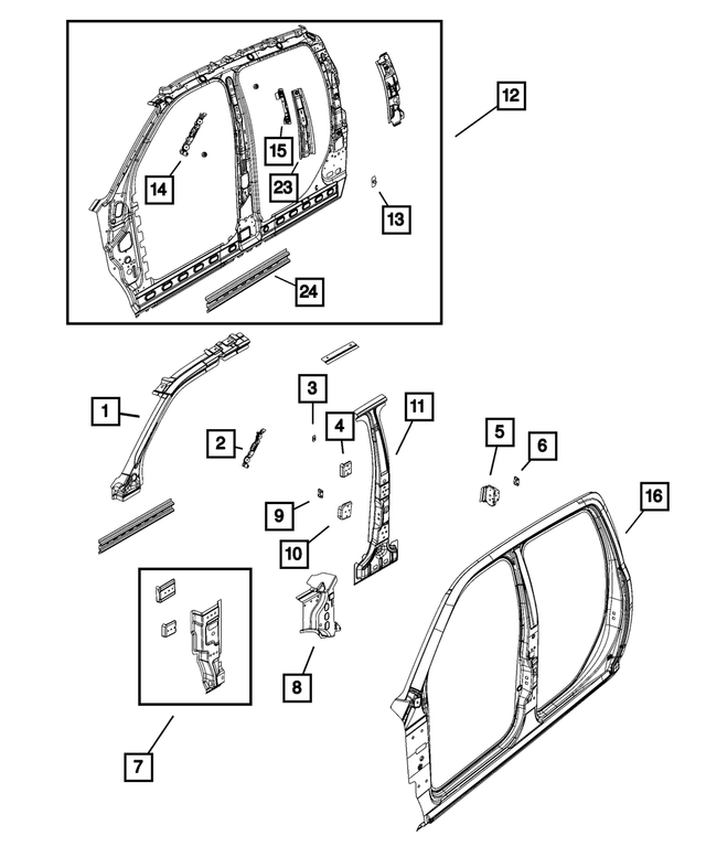 55112295AB - Body Sheet Metal Except Doors: C-pillar Reinforcement, Left for Mopar Image