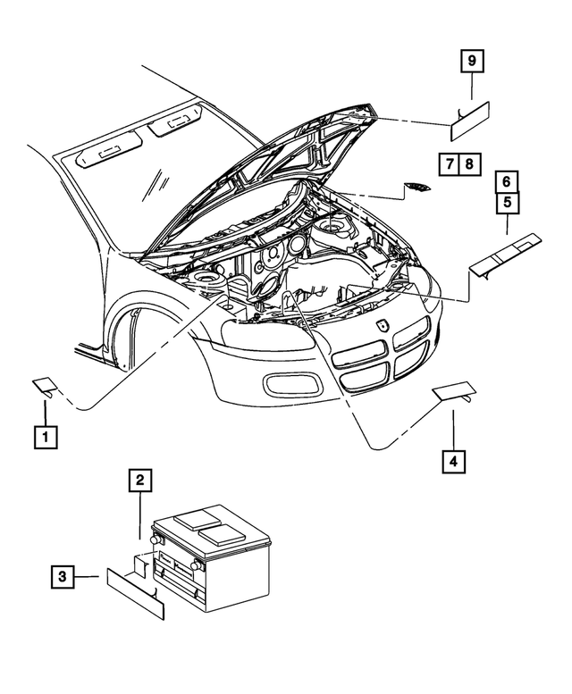 4606818AA - Labels All Vehicle Locations: Battery Label for Mopar Image