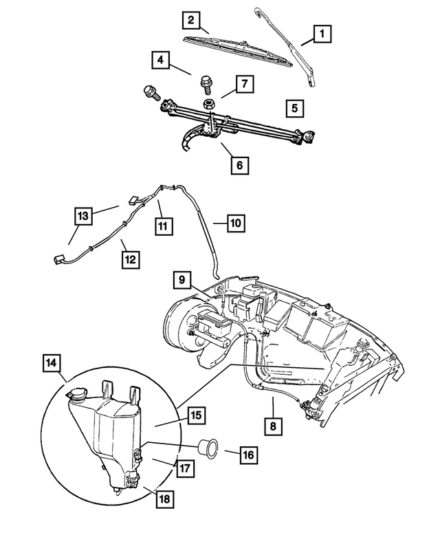 56005414 - Wiper/Lock Cylinder and Keys: Windshield Washer Nozzle for Mopar Image