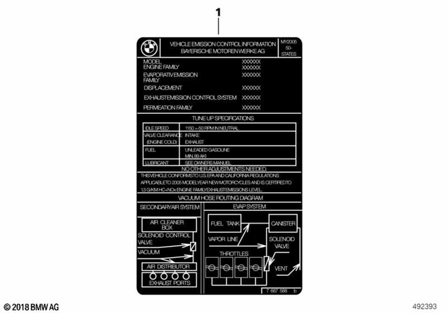 71229467829 - : Label "Emission Control Information" for BMW-Motorrad Image