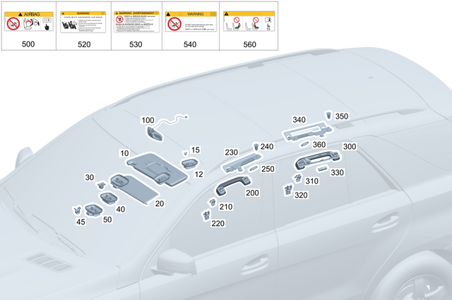 1678104300 - Covering and Lining: Sun Visor for Mercedes-Benz: GLE350, GLE450e, GLE580, GLS450, GLS580, GLS63 AMG, Maybach GLS600 Image image