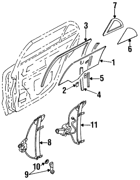 Glass - Rear Door for 1996 Mitsubishi Galant #0
