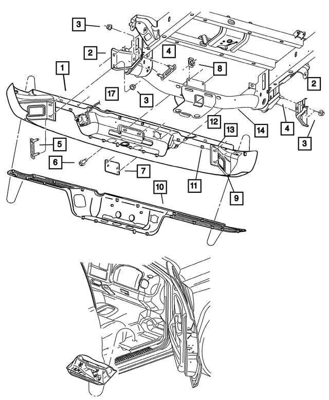 « 55077107AN – Frames and Bumpers : Arrière Pare-chocs pour Mopar Image »