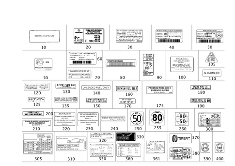 Type Plate, Guide Signs for 2007 Mercedes-Benz SL55 AMG #0