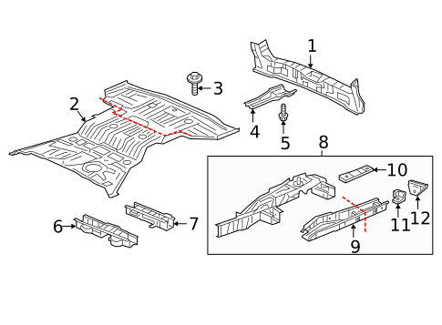 Rear Floor & Rails for 2022 Honda Pilot #0
