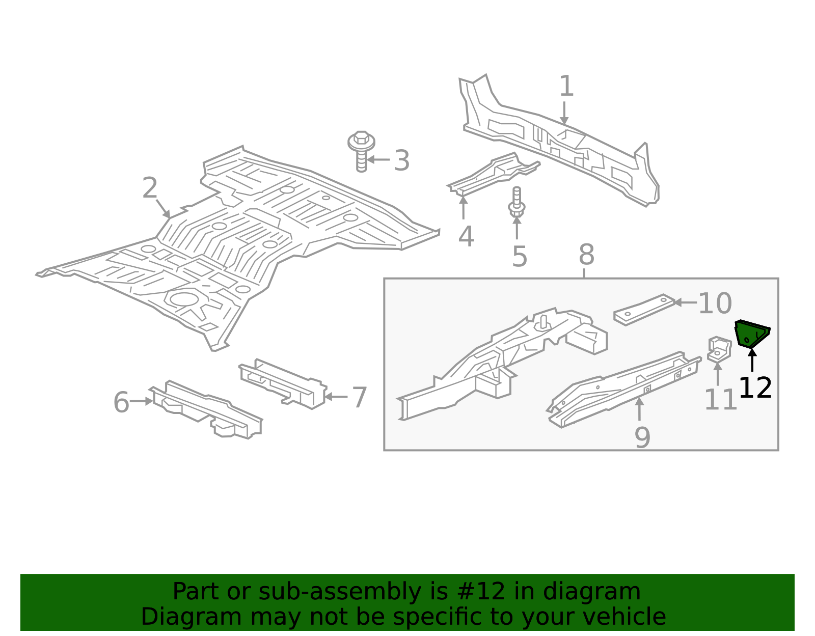 2016-2025 Honda 16-22 Honda Pilot Left Rear Frame Gusset 65681-TG7