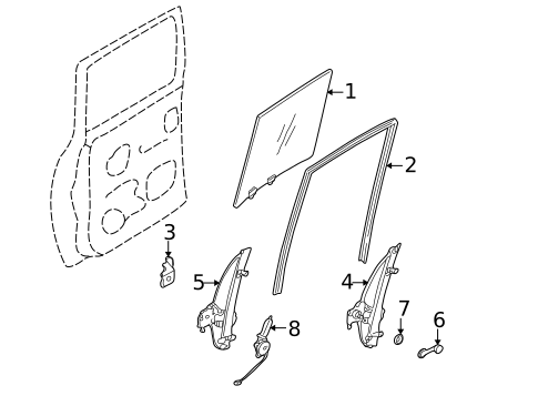 Glass - Rear Door for 2003 Nissan Frontier #0