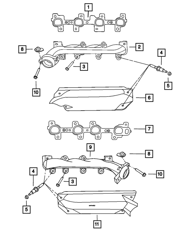 53013604AB - Engine 4.7L Eight Cylinder [EVA]: Exhaust Manifold Shield, Right for Mopar Image