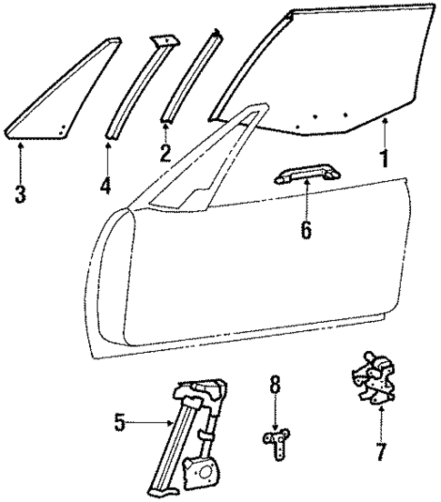 Glass - Door for 1988 Cadillac Allante #0