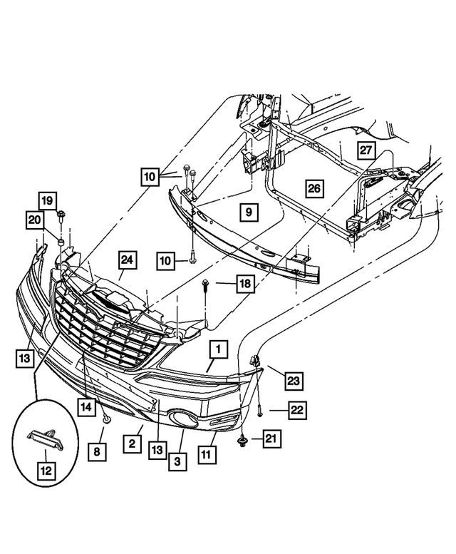 5102341AA - Frames and Bumpers: Front Upper Fascia for Mopar Image image