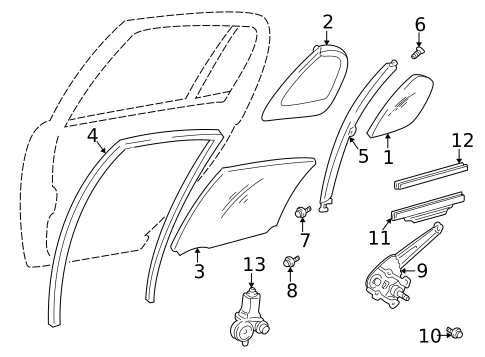 Glass - Rear Door for 2002 Toyota Prius #0