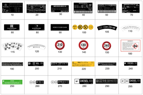 Type Plate, Guide Signs for 2017 Mercedes-Benz GLA250 #0