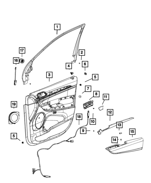 6TJ631S4AD - Interior Trim: Front Door Trim Panel Assembly, Left for Mopar Image image
