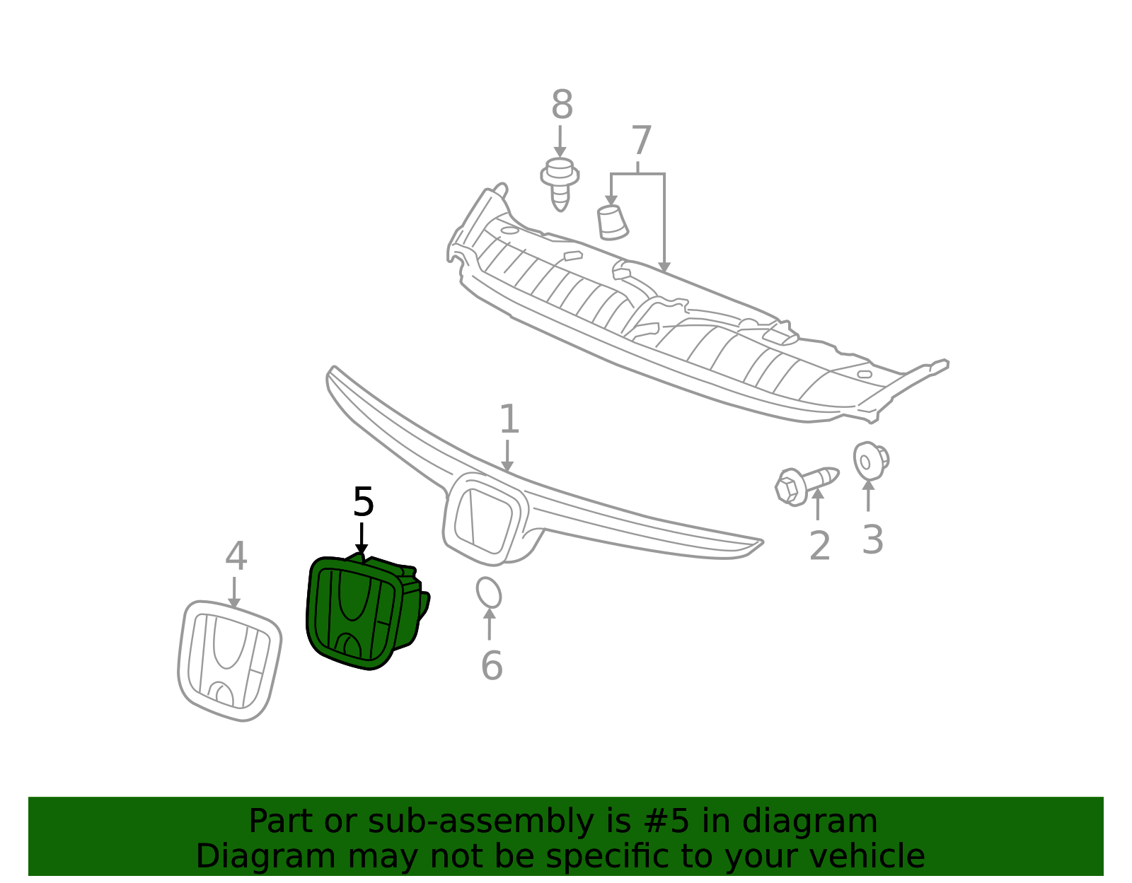 71124-SNA-A00 - Grille Emblem Bracket 2006-2008 Honda Civic