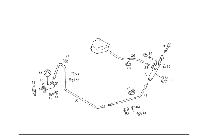 2012900011 - Pedal Assembly: Slave Cylinder for Mercedes-Benz: 190, 190D, 190E, 200, 200D, 300CE, 300E, 300SE, 300SEL, 300TD, 300TE Image image