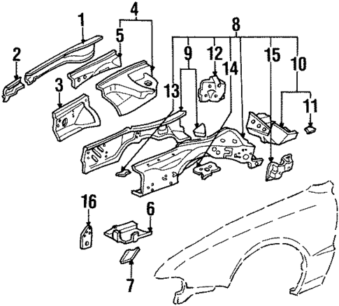 Structural Components & Rails for 1993 Honda Prelude #0