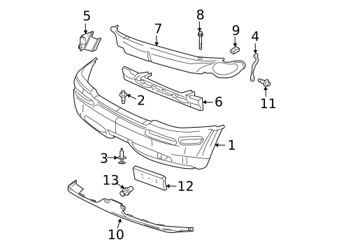 Bumper & Components - Front for 2003 Oldsmobile Bravada #0