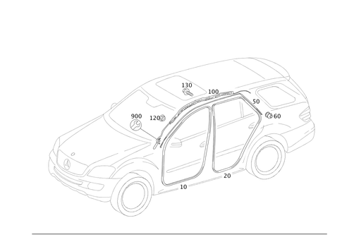 Head Protection Curtain, Door Edge Guard Sections for 2009 Mercedes-Benz ML320 #0