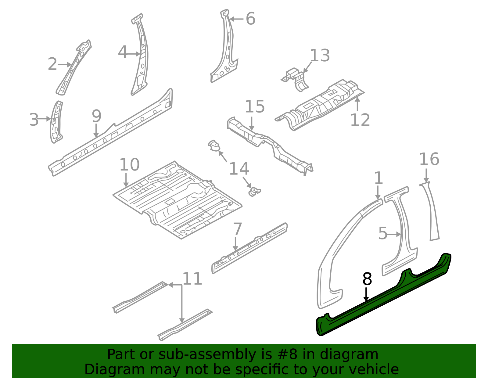 Kia Rio Rocker Panel 0K3YA-70291 - Rocker Panel 2001-2005 Kia Rio | Kia.Parts Store