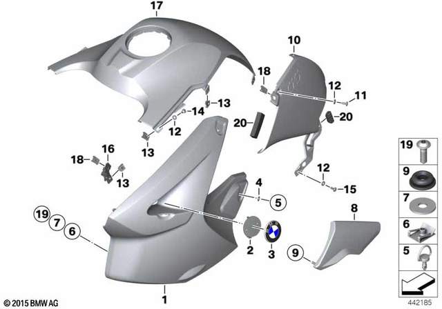 46637694534 - Body Equipment: Tank Trim Panel, Right - Alu natur for BMW-Motorrad Image