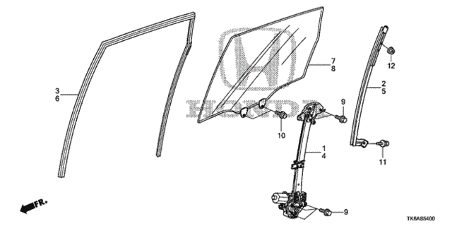 Rear Door Glass - Regulator for 2013 Honda Fit #0