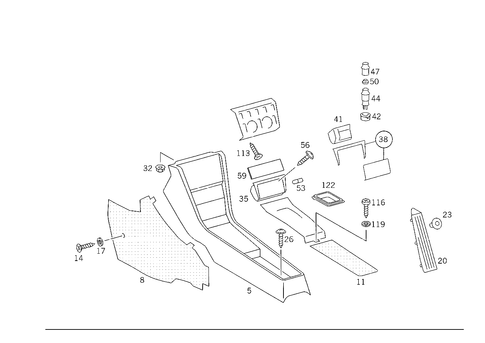 Housing with Tray, Ashtray, and Top Covering for 1988 Mercedes-Benz 300CE #1