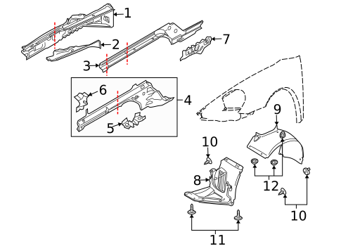 Structural Components & Rails for 2011 Porsche 911 #0